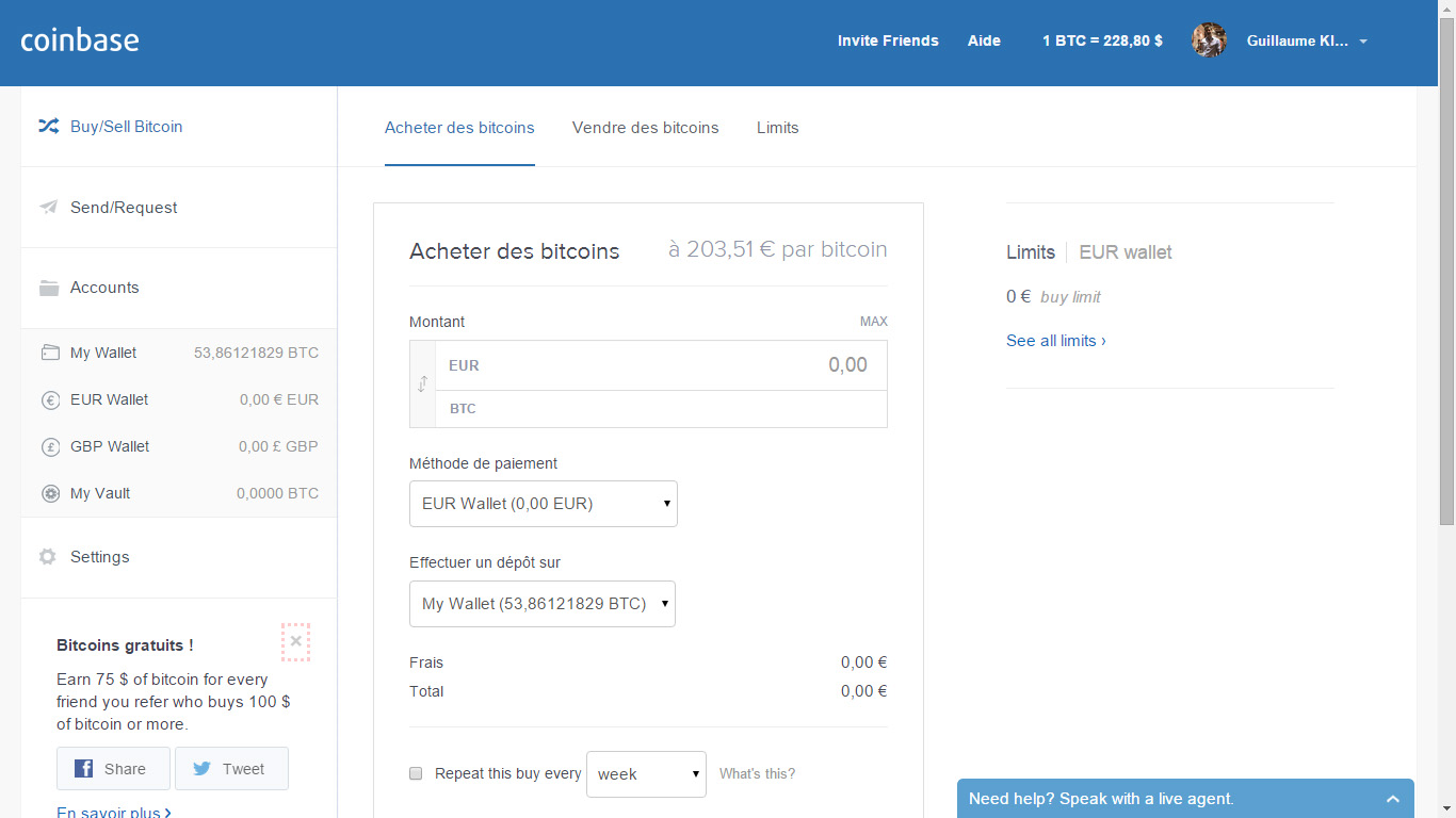 Acheter des Bitcoins sur Coinbase