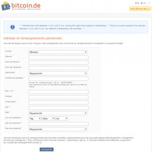 Formulaire d'enregistrement Bitcoin.de