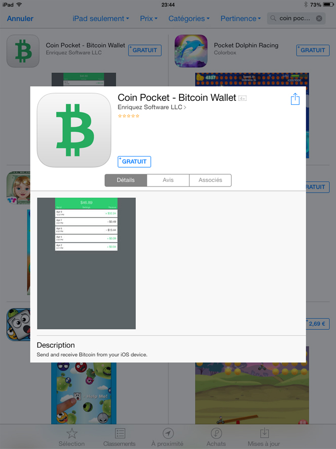 Coin Pocket, portefeuille bitcoin sur l'App Store Apple