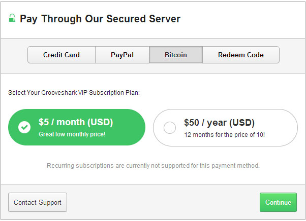 Paiement en Bitcoins sur Grooveshark