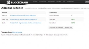 Détail de l'adresse Bitcoin Blockchain