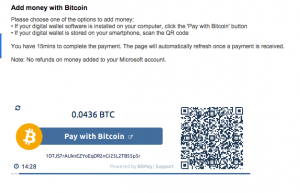 Valider une commande Microsoft en Bitcoins
