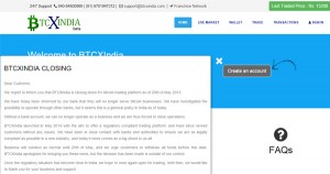 BTCXindia ferme ses portes
